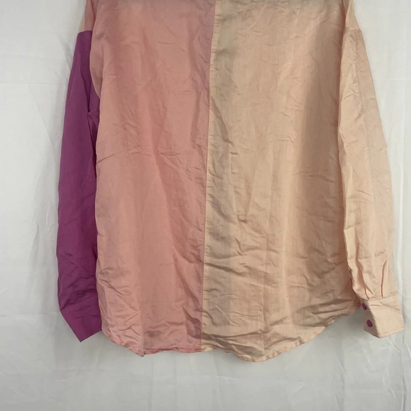 Vestique Pink And Beige Color block Button Down Shirt Size M - Picture 8 of 9